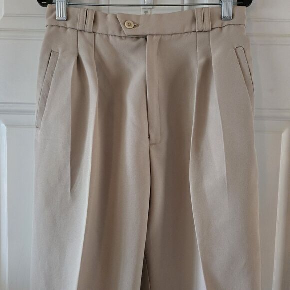 Vintage University Park Juniors 9 Pleated High Rise Beige Pants 26x30 USA Made - Picture 3 of 7